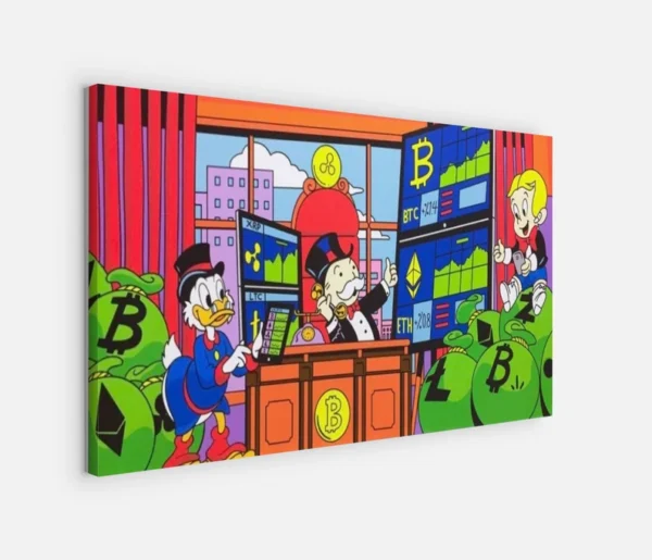 Money Monopoly Richie rich Btc Comics Original Painting on Canvas - Image 2