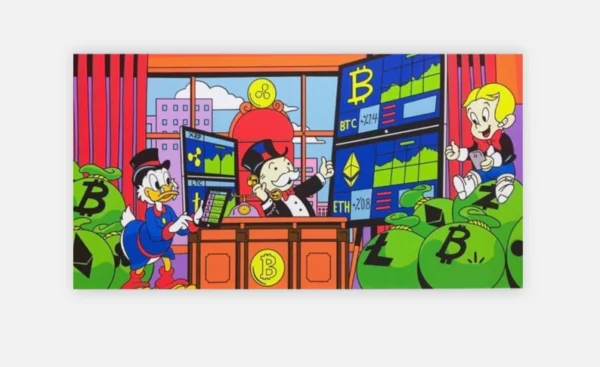 Money Monopoly Richie rich Btc Comics Original Painting on Canvas