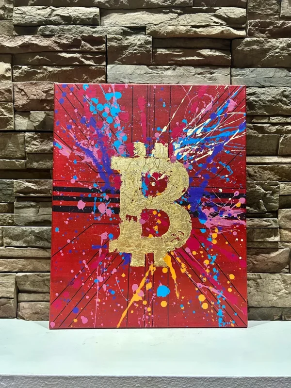 Bitcoin Wall Art, Bitcoin, Fathers Day Gift, Bitcoin Canvas Art, Abstract Painting, Bitcoin Sign, Wall Decor, Acrylic, Hand Painted